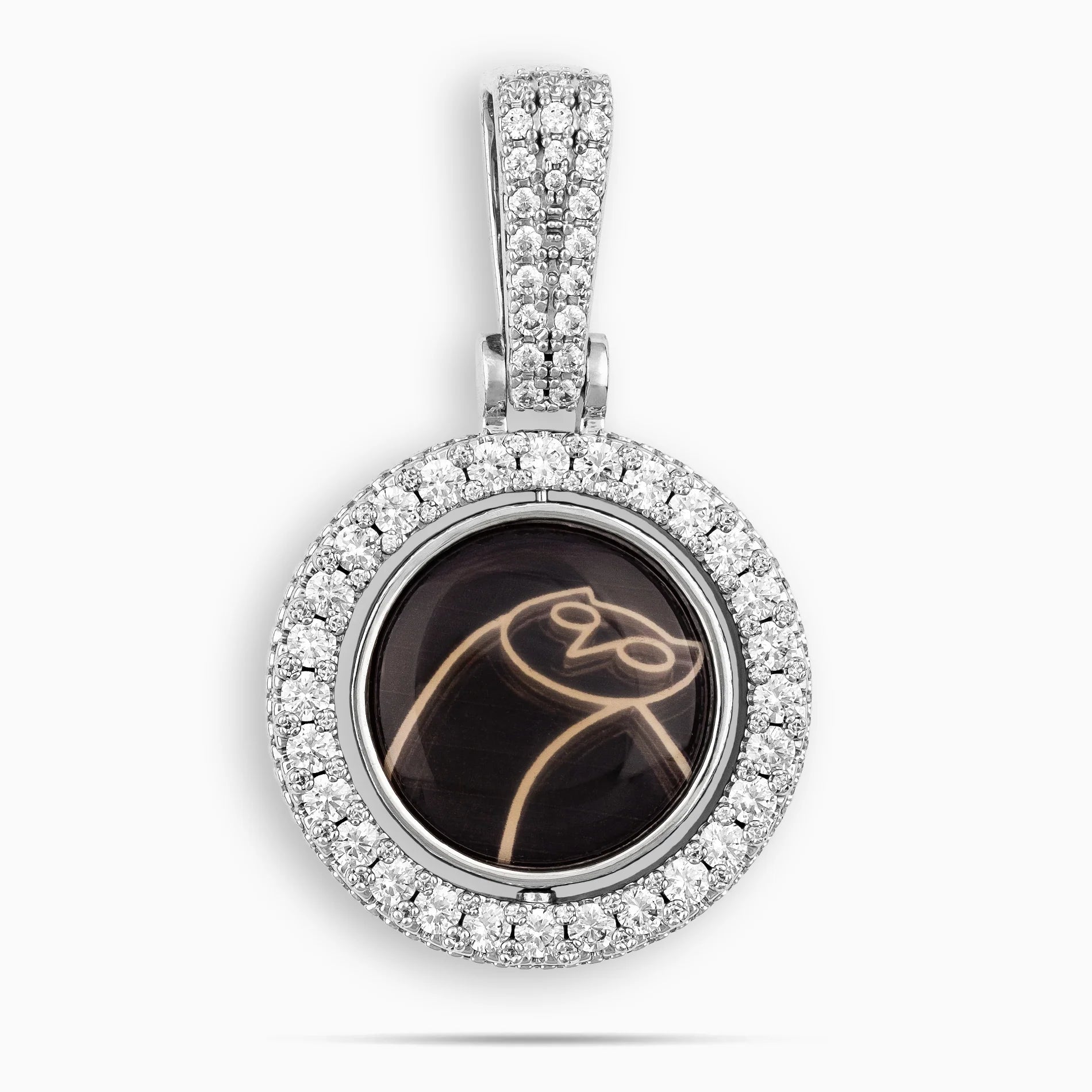 Pendentif photo rotatif glacé, finition argent, vue 5