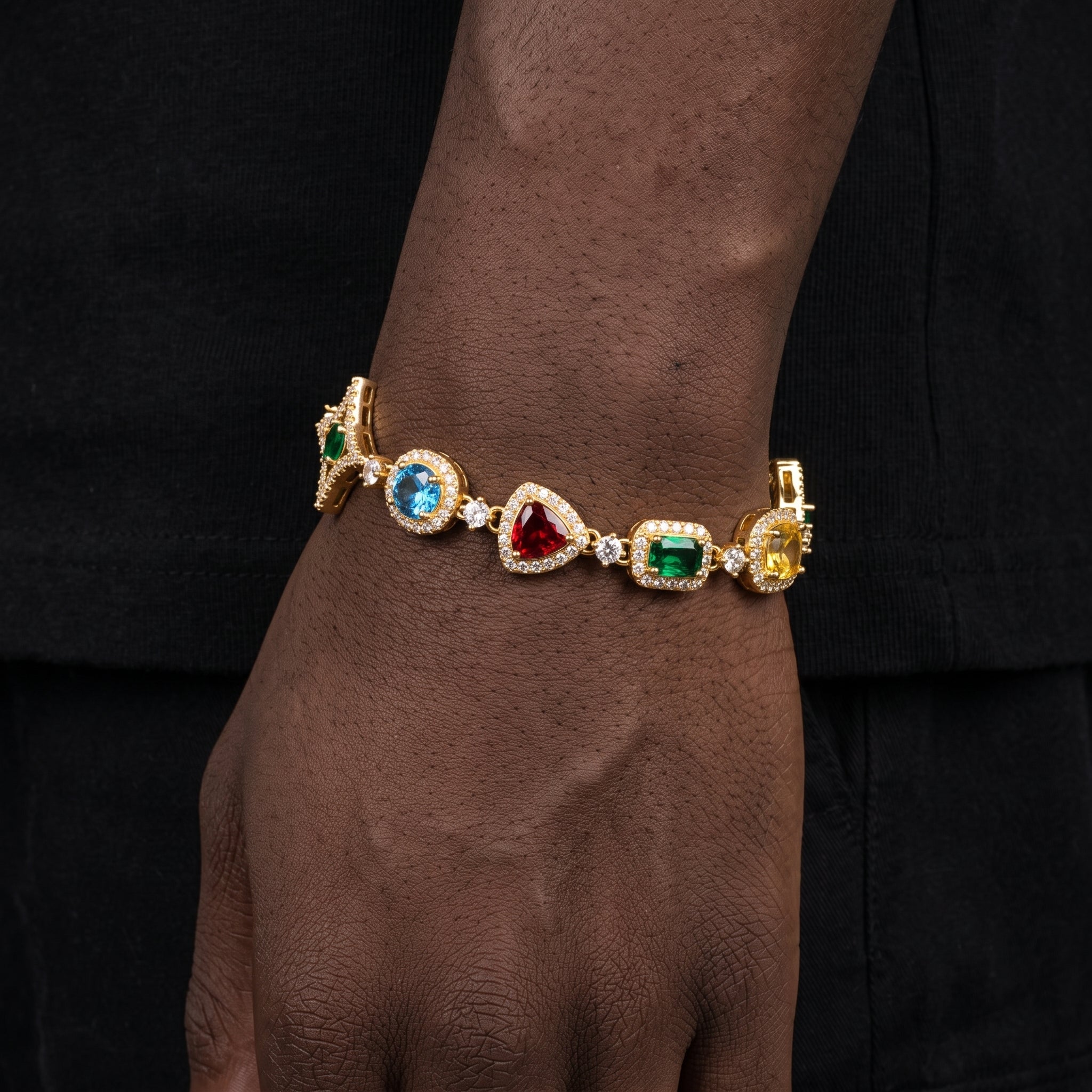 Bracelet étoiles glacé arc-en-ciel, finition or, vue 2