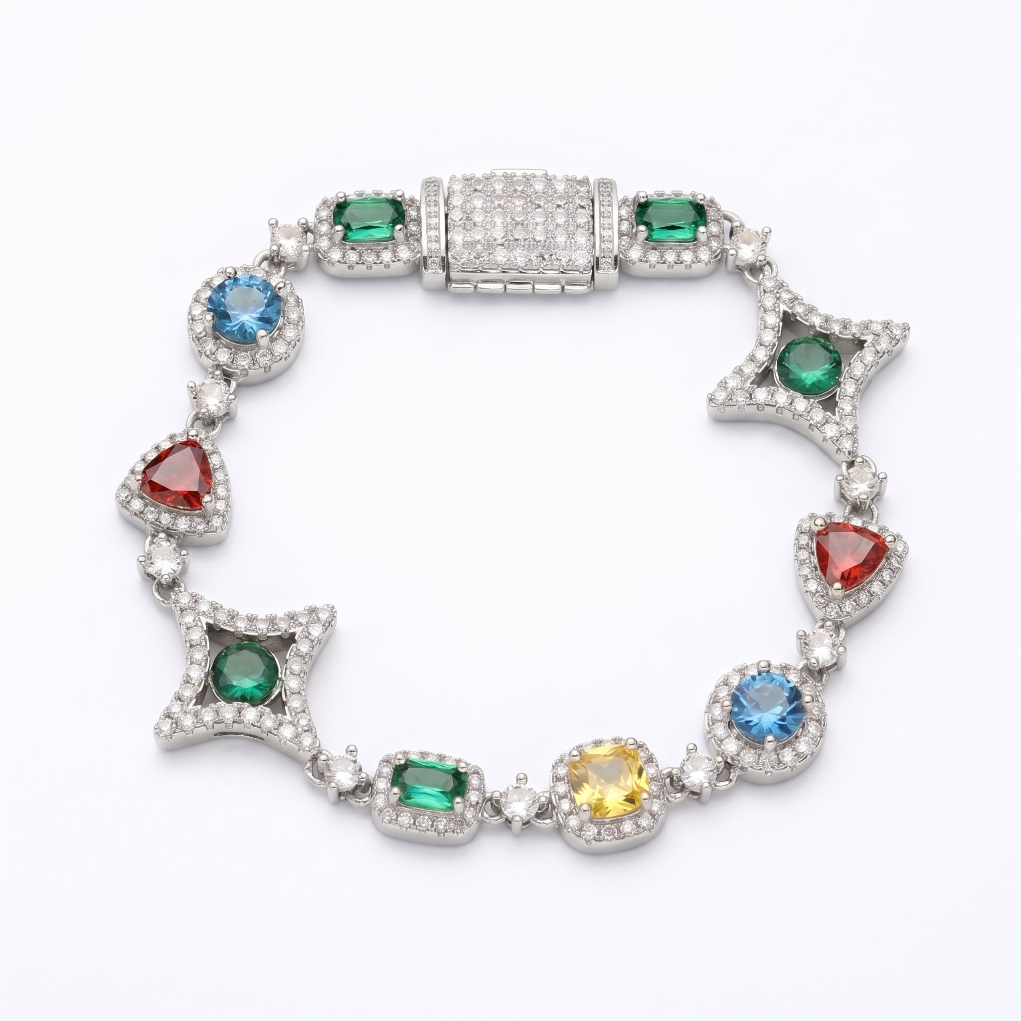 Bracelet étoiles glacé arc-en-ciel, finition argent, vue 2