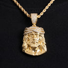 Pendentif tête de Christ couronne d'épines, finition or, vue 4