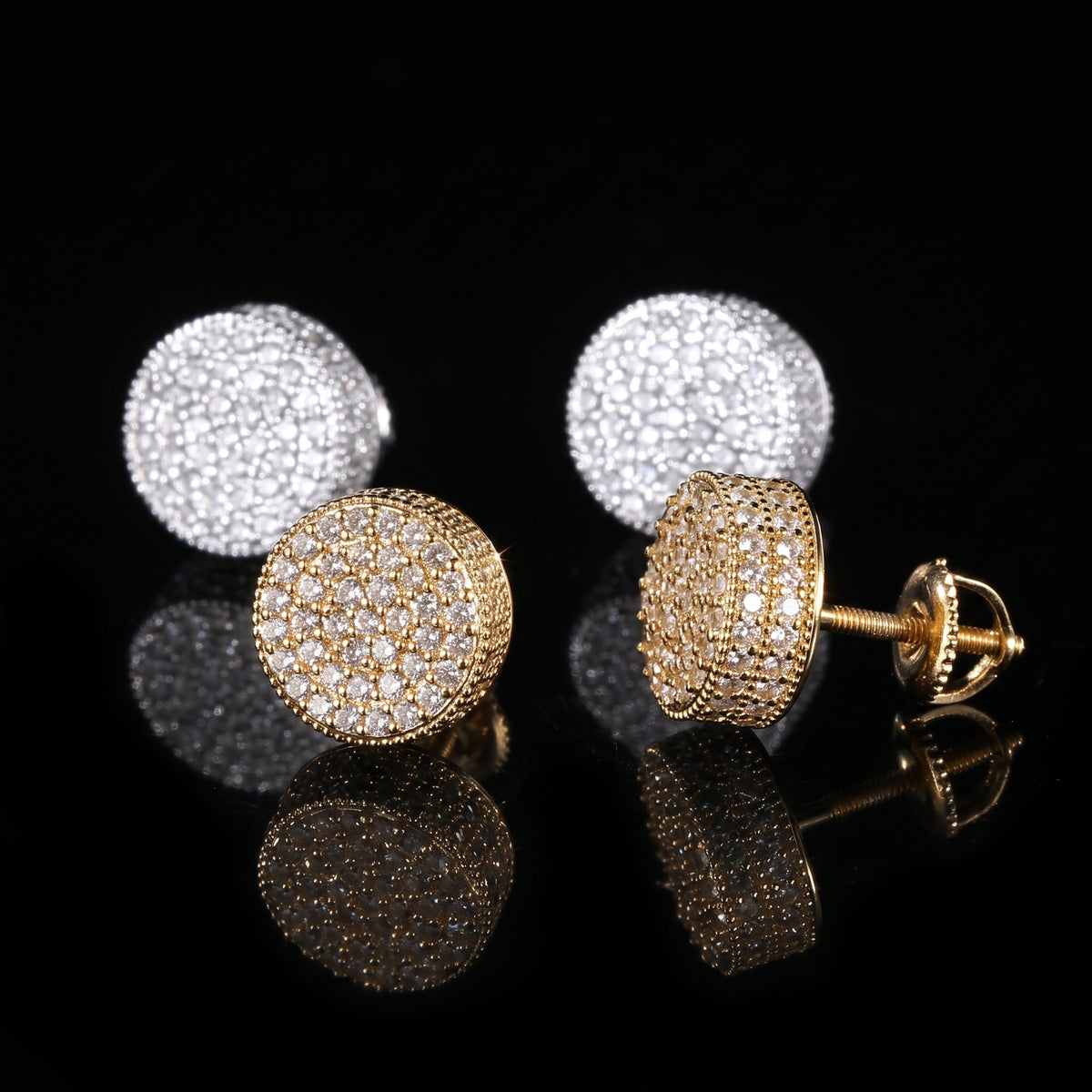 Boucles d'oreilles rondes glacées, finition or, vue 5