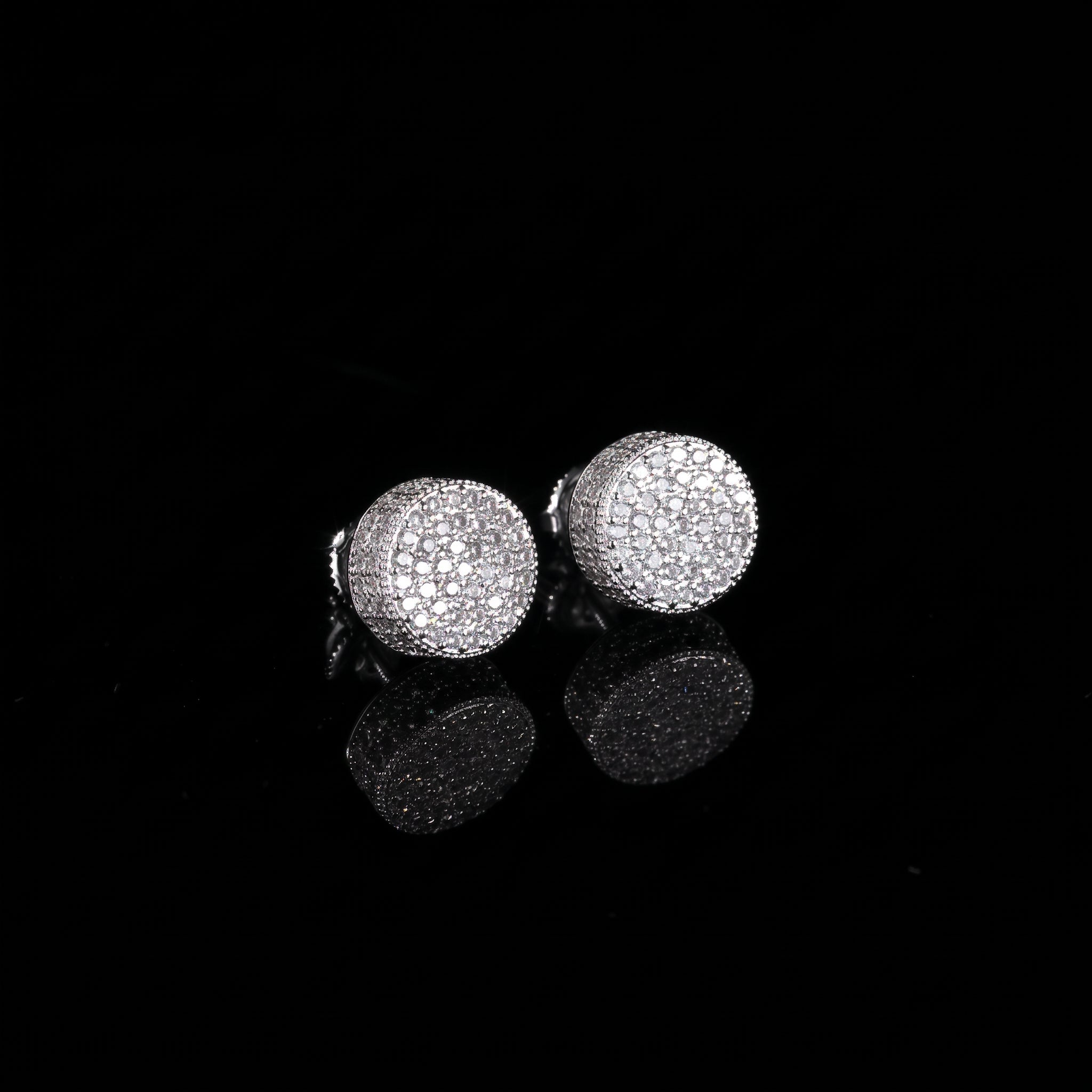 Boucles d'oreilles rondes glacées, finition argent, vue 3