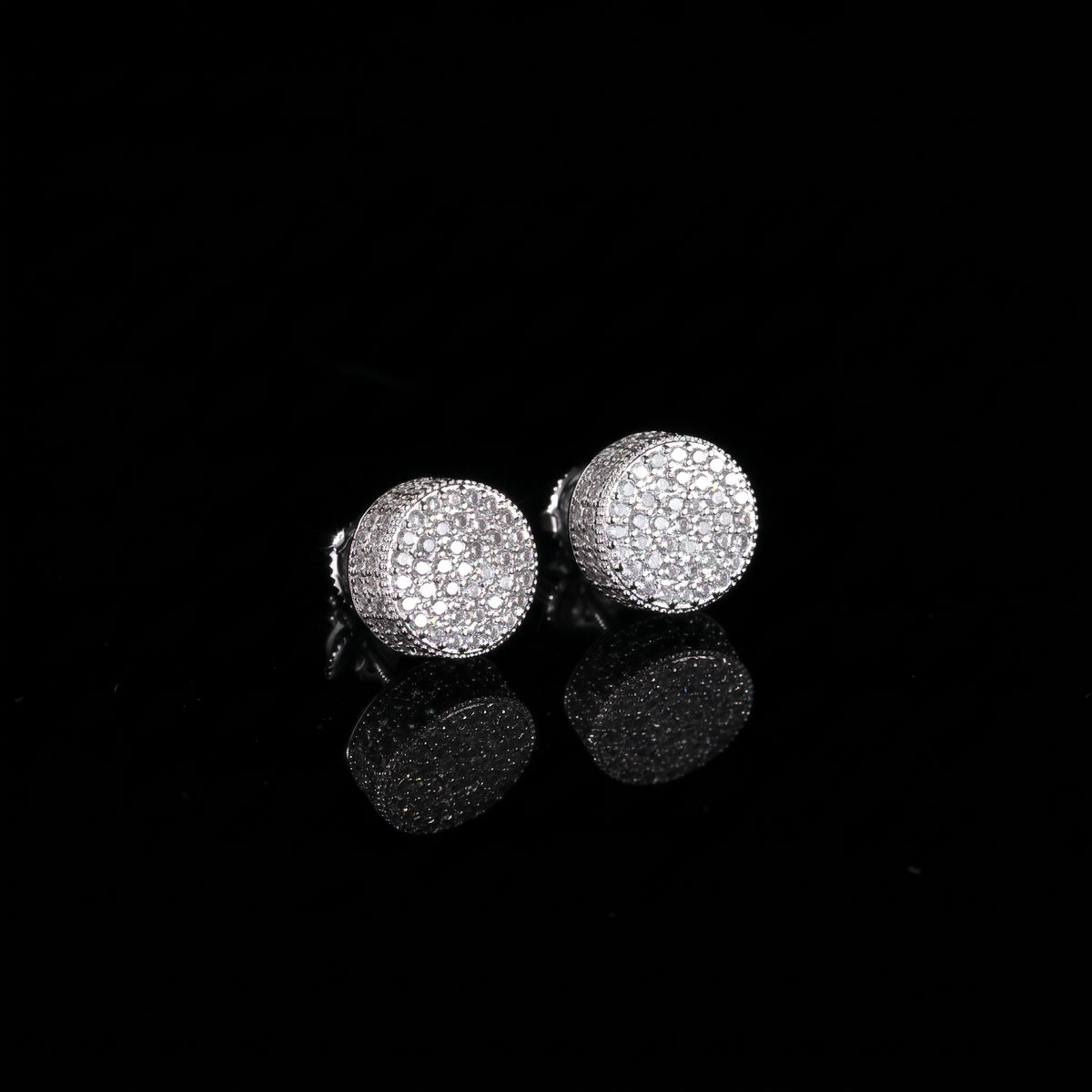 Boucles d'oreilles rondes glacées, finition argent, vue 3