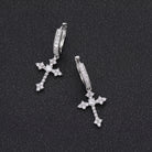 Créoles croix glacées, finition argent, vue 2