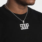 Pendentif lettres glacées bloc, finition argent, vue 4