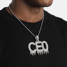 Pendentif lettres glacées drip, finition argent, vue 2