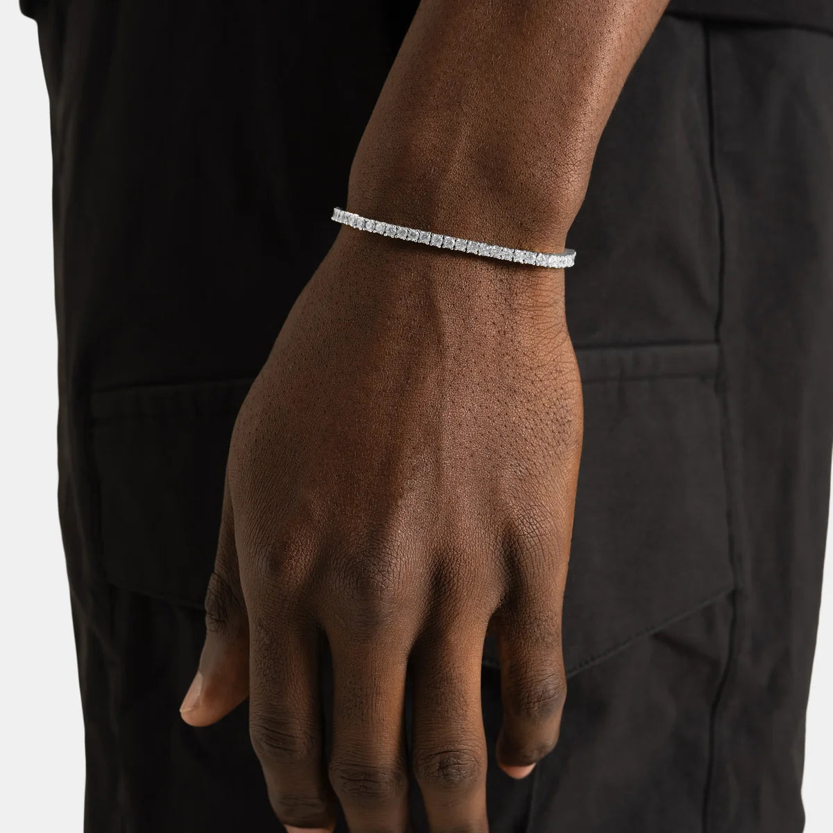 Bracelet tennis moissanite 3 mm, finition argent