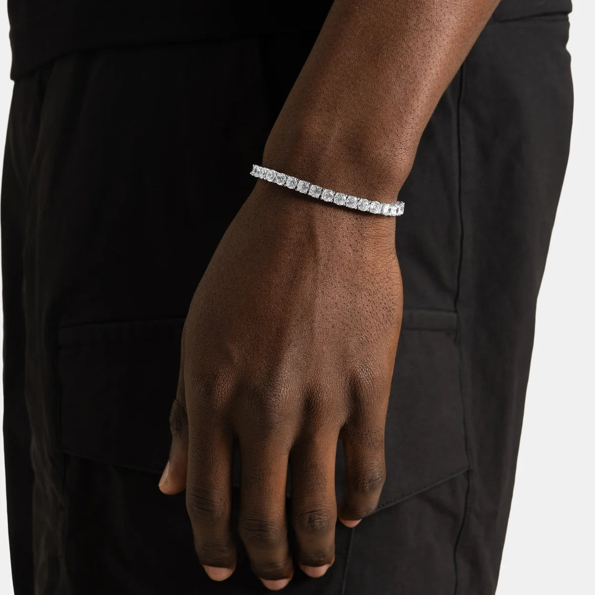 Bracelet tennis moissanite 5 mm, finition argent