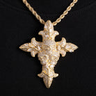 Pendentif croix crânes glacée, finition or, vue 4