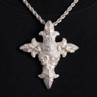 Pendentif croix crânes glacée, finition argent, vue 4