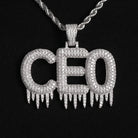 Pendentif lettres glacées drip, finition argent, vue 4