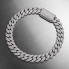 Chaîne cubaine glacée moissanite 18 mm argent posée, fermoir box serti