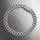 Chaîne cubaine glacée moissanite 13 mm argent posée, fermoir box serti