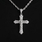 Pendentif crucifix glacé, finition argent, vue 4