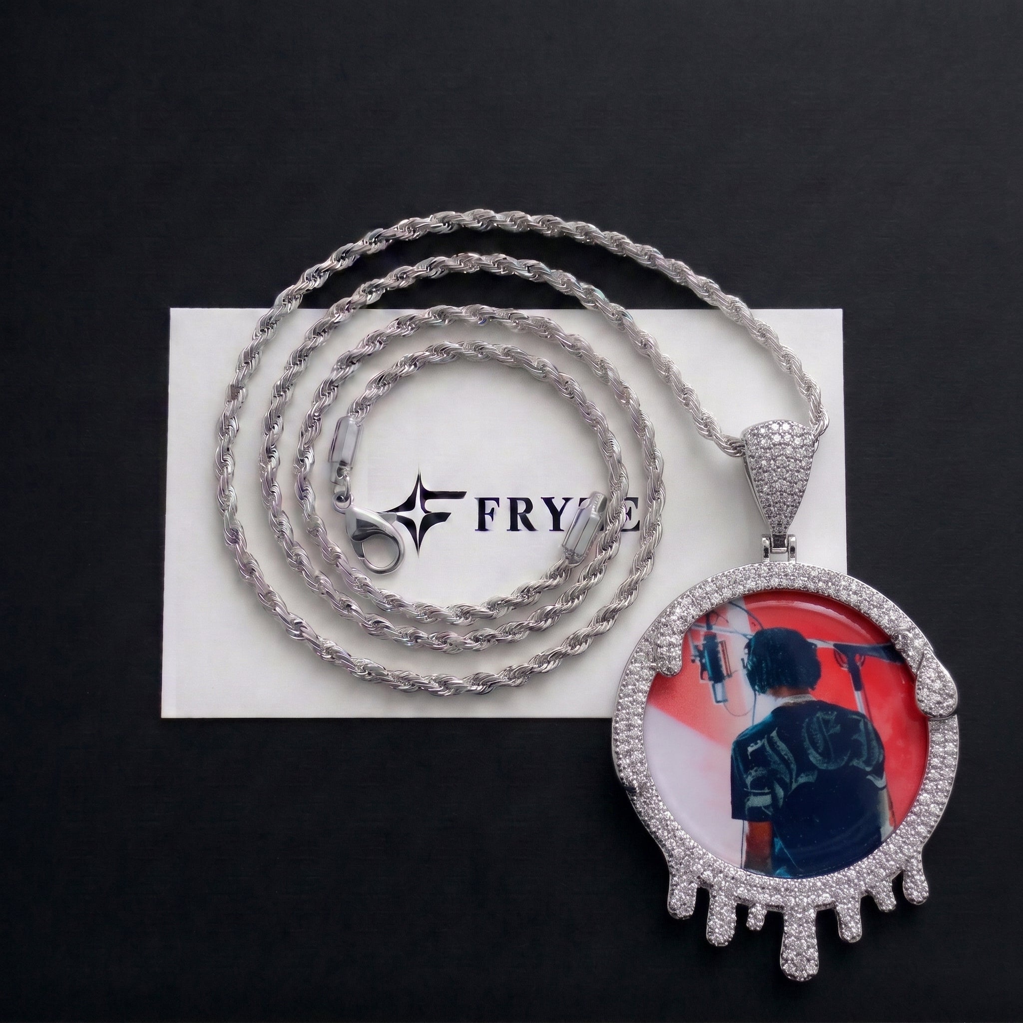 Pendentif photo drip glacé, finition argent, vue 5
