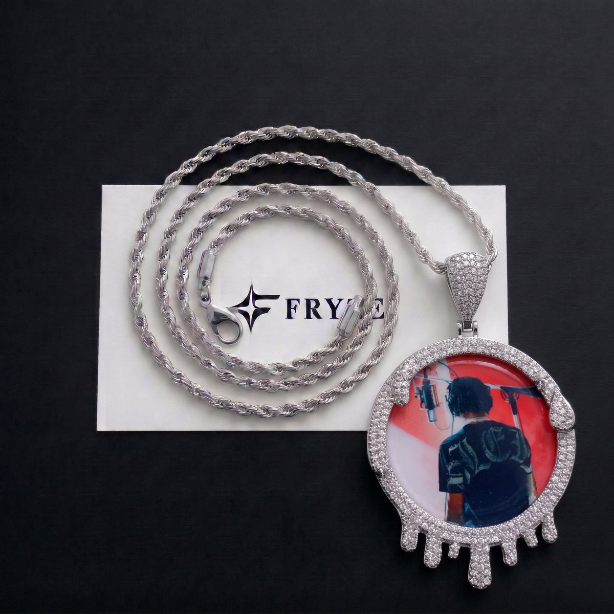 Pendentif photo drip glacé, finition argent, vue 5