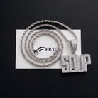 Pendentif lettres glacées bloc, finition argent, vue 5