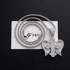 Pendentif croix ailes d'ange glacée, finition argent, vue 5