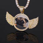 Pendentif photo ailes d'ange glacé, finition or, vue 4